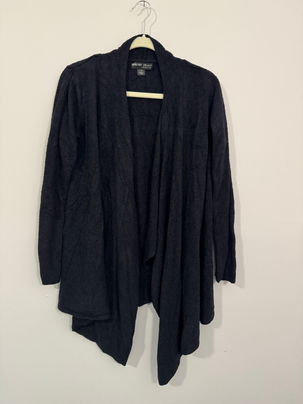 Barefoot Dreams CozyChic Lite Black Open-Front Draped Women's Cardigan